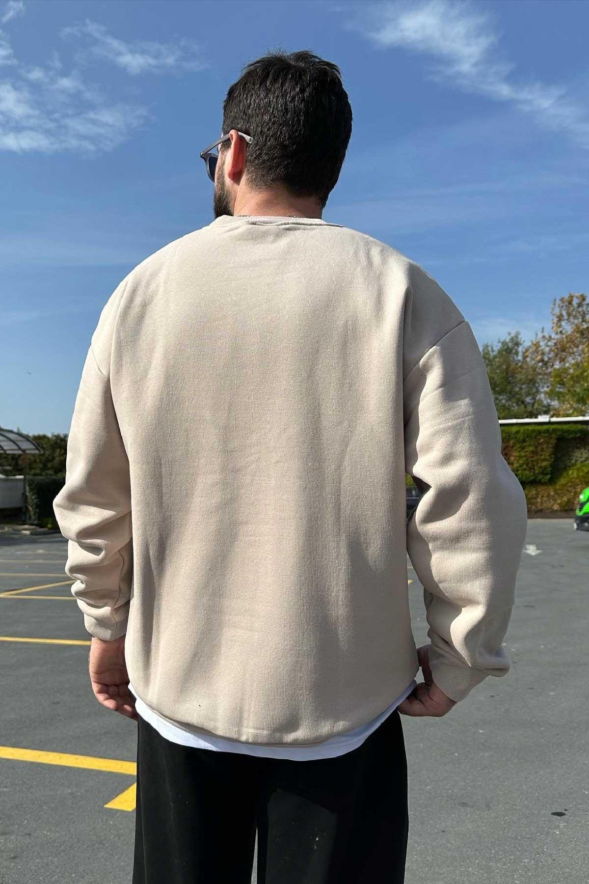 Bej Rengi Basic Sweat 