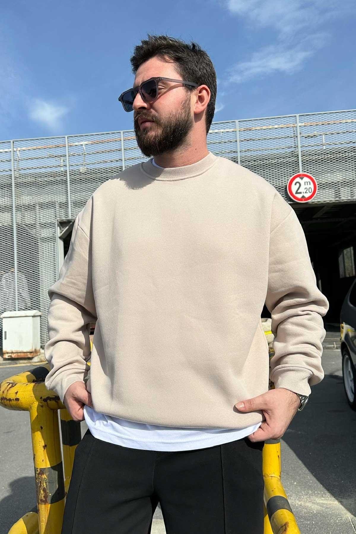 Bej Rengi Basic Sweat 