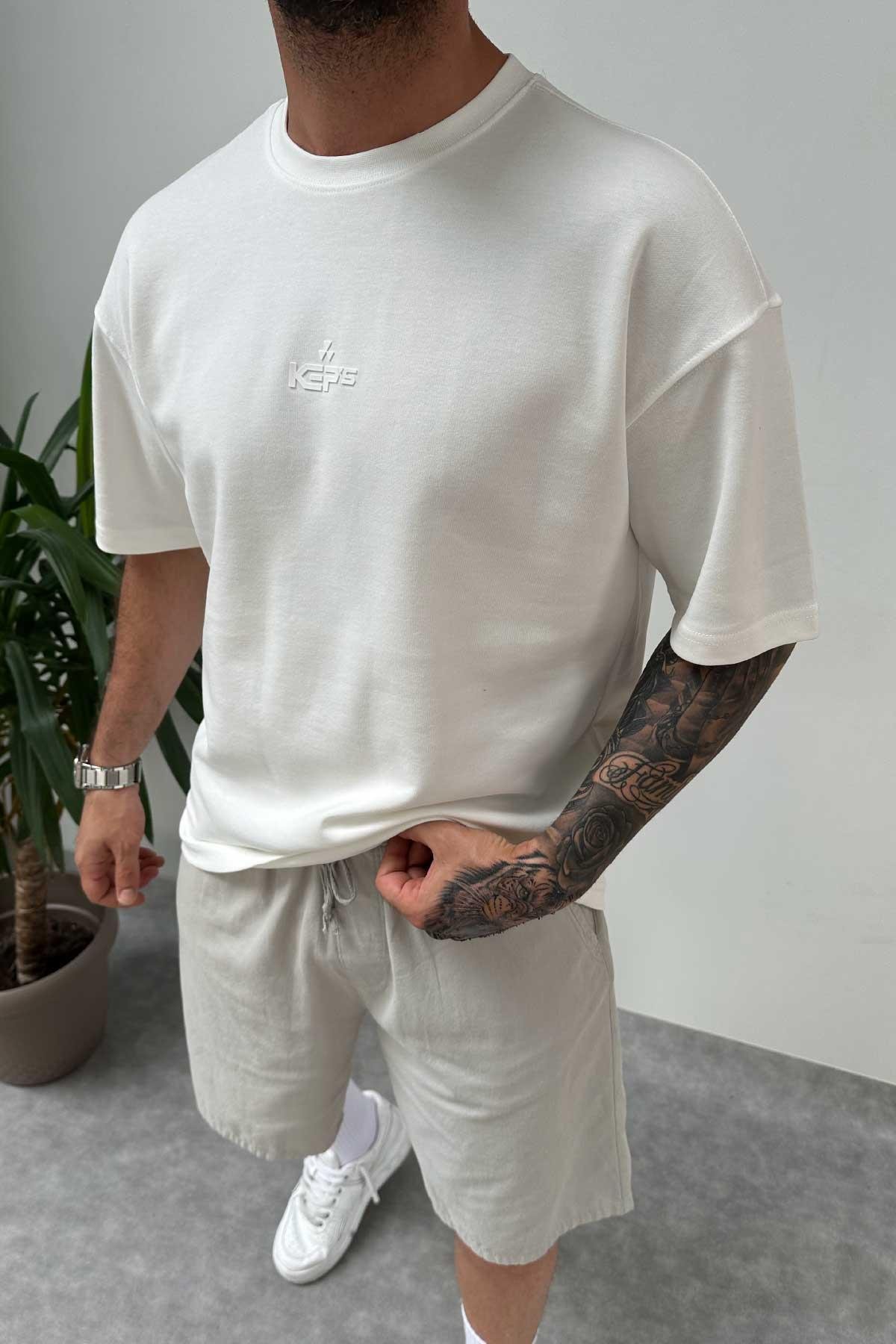Beyaz Keps Oversize T-Shirt