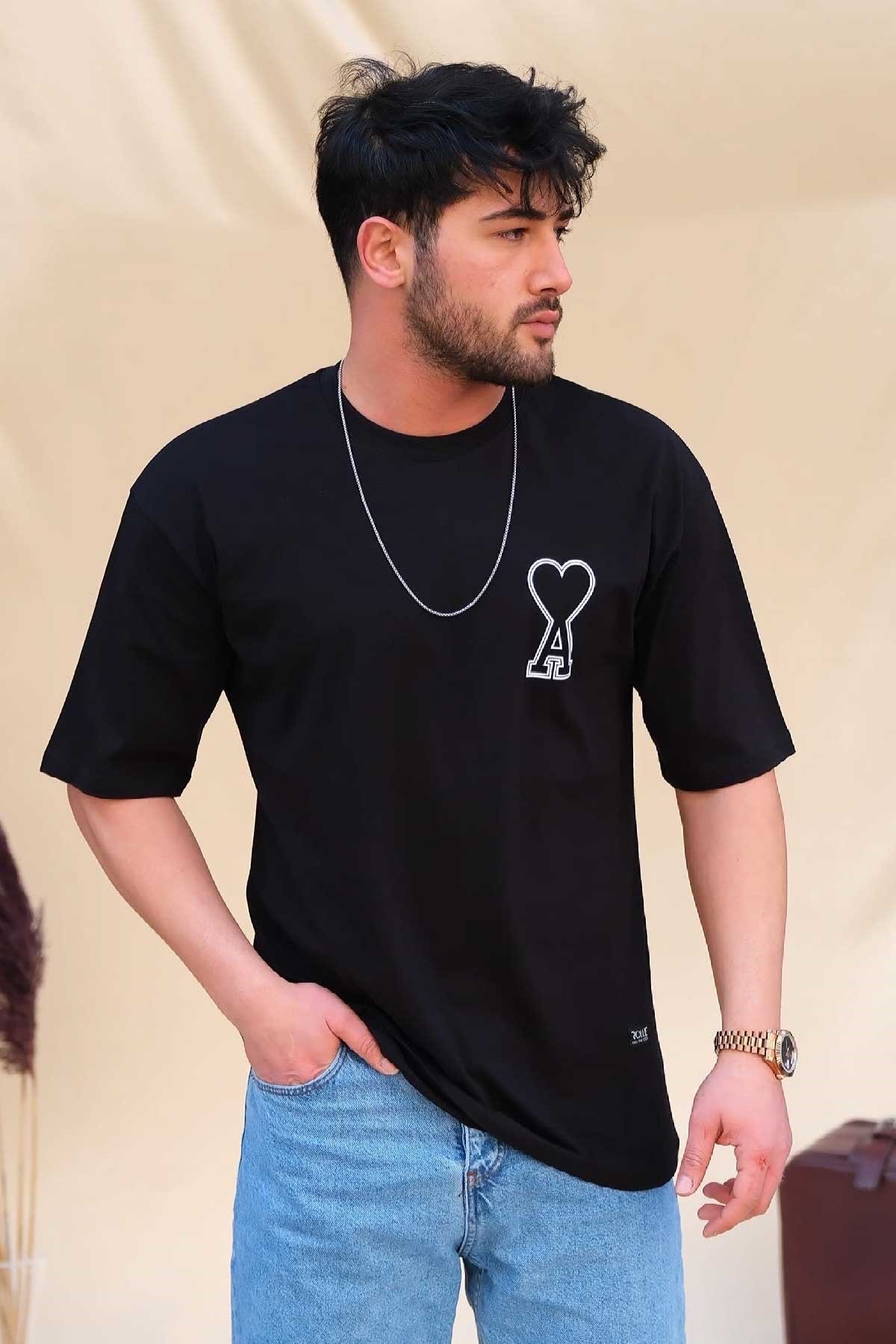 Hafif Bol Kalıp T-Shirt Siyah A