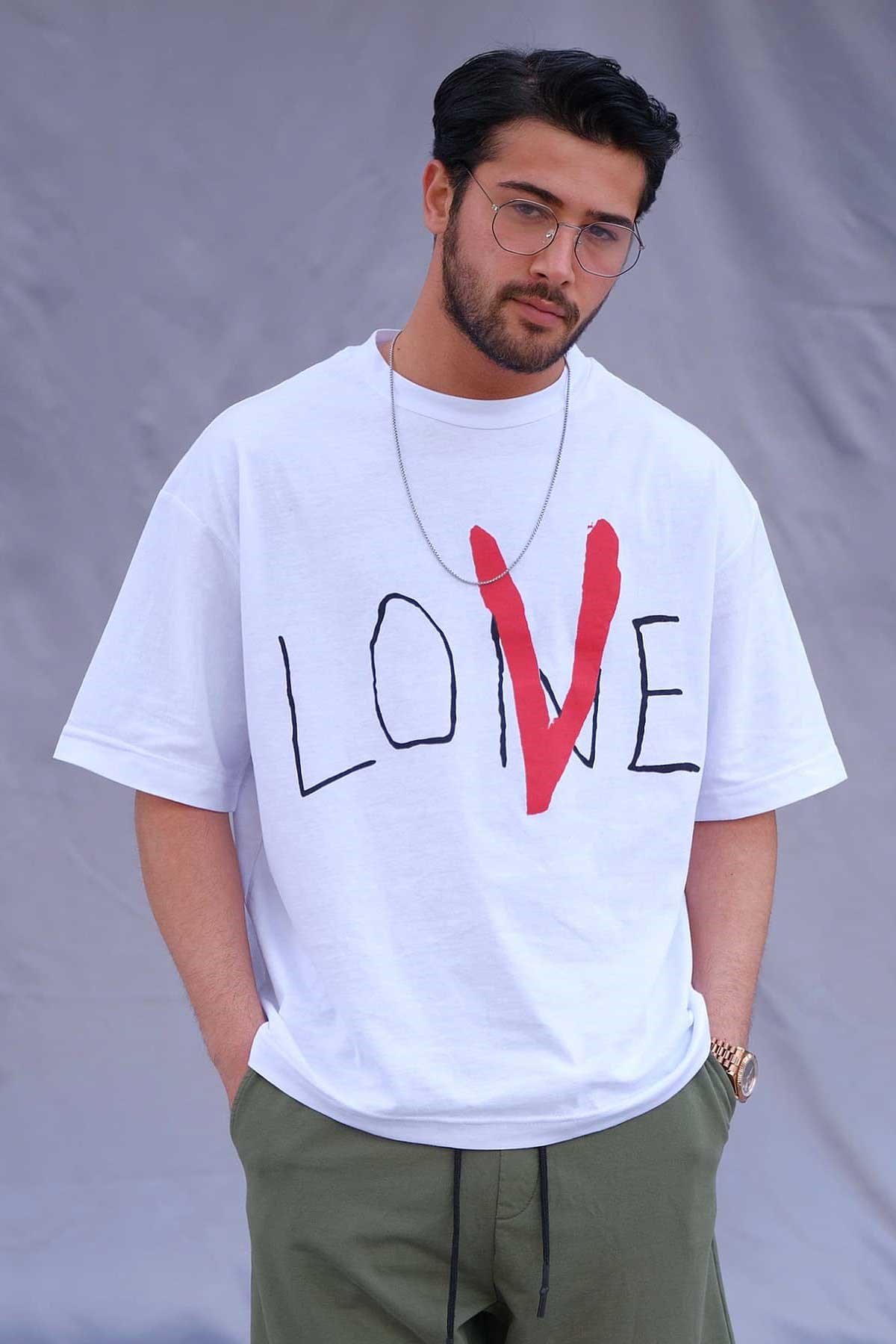 Oversize Beyaz Love