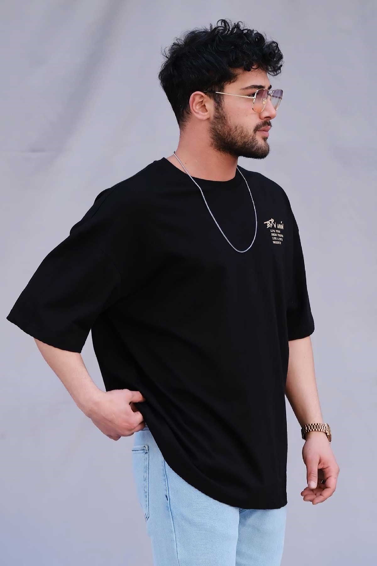 Oversize Siyah T-Shirt Born Again