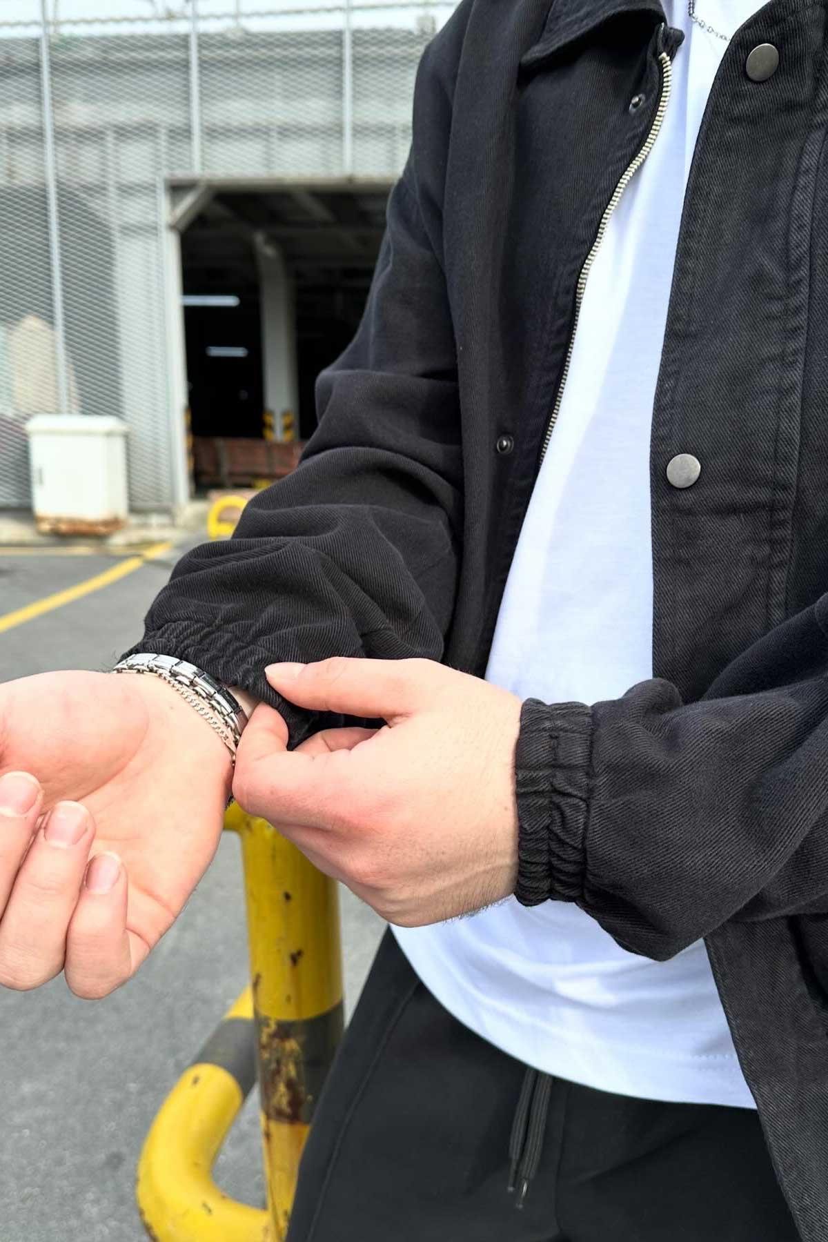 Siyah Gabardin Bomber Ceket