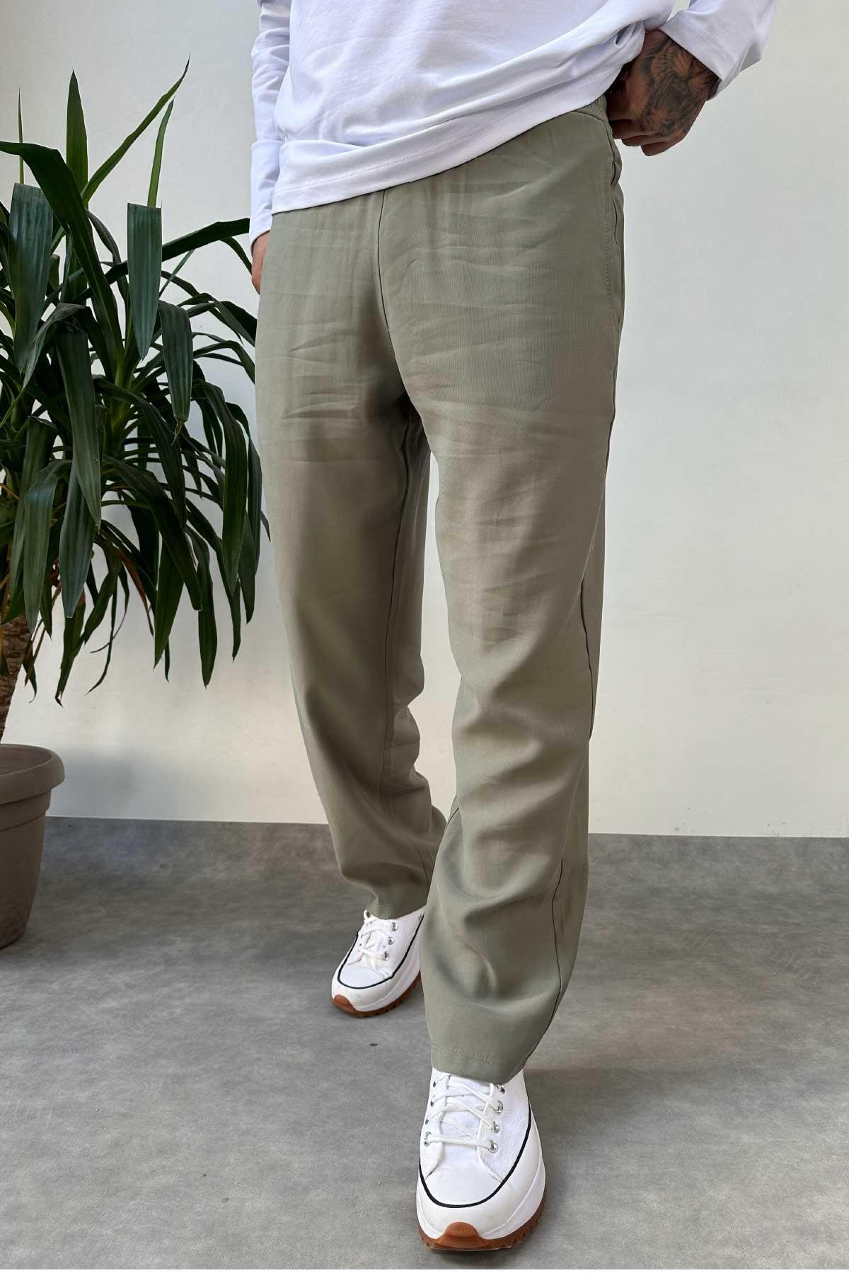 Yeşil Tensel Kumaş Baggy Pantolon