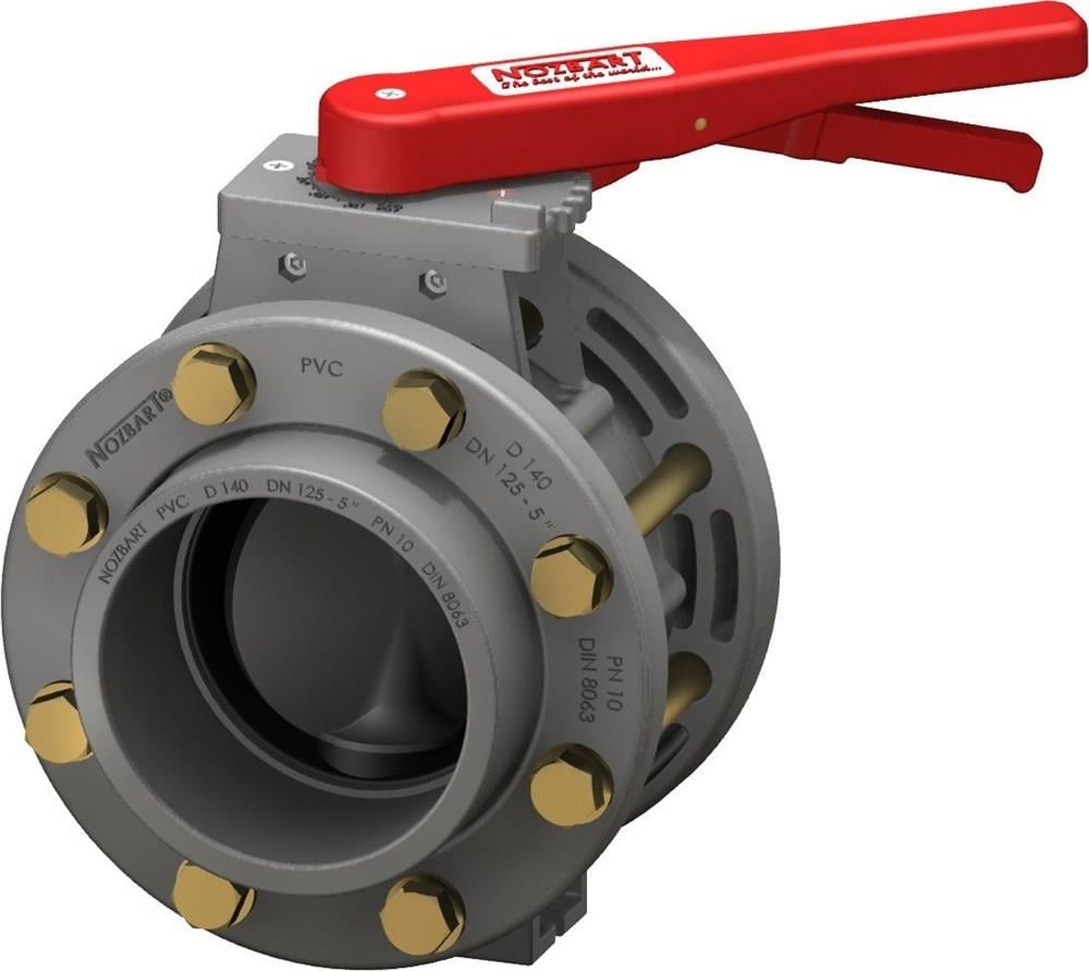 Nozbart PVC Yüksek Mukavemetli Flanş, Kole ve Cıvatalı Kelebek Vana 63mm