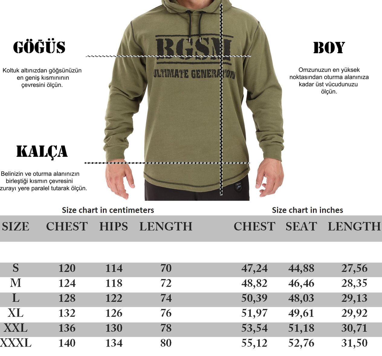 Erkek Sweatshirt Kışlık Oversize Kapşonlu Haki Polar BGSM 4722