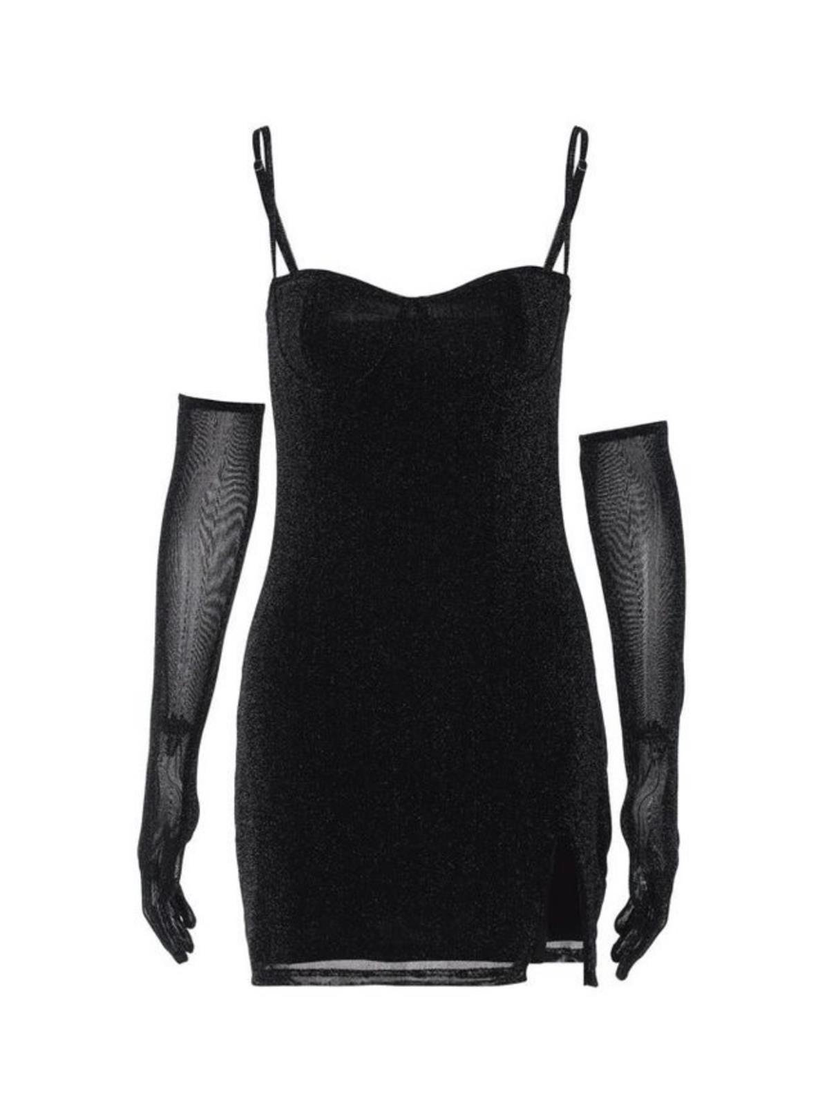 Oddity Dress - Parlak Eldivenli Mini Elbise