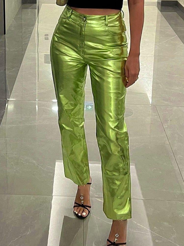 YEŞİL METALİK PANTOLON