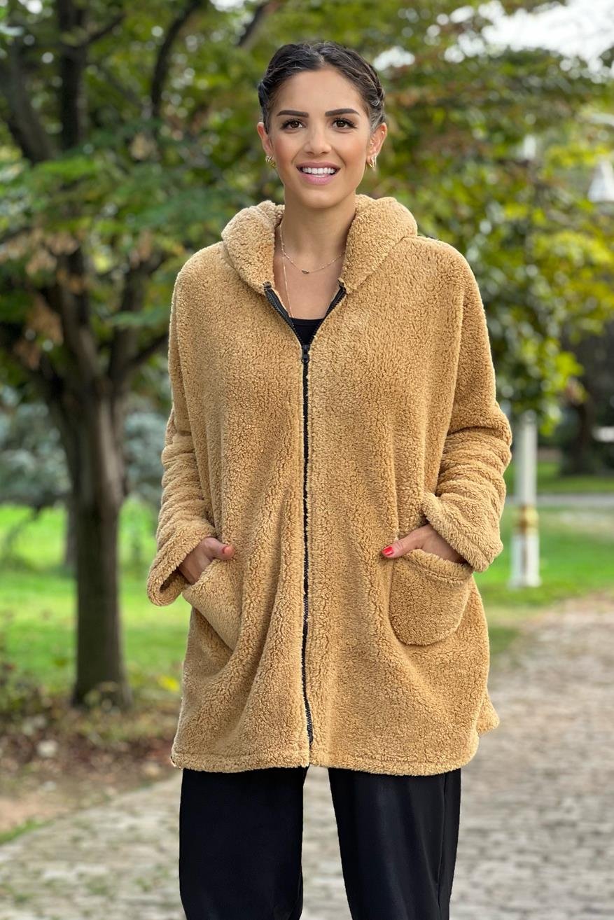 Bisküvi Renk Peluş Mont