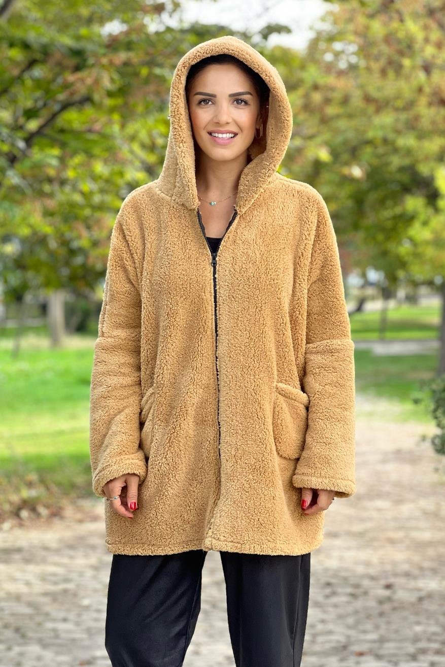 Bisküvi Renk Peluş Mont