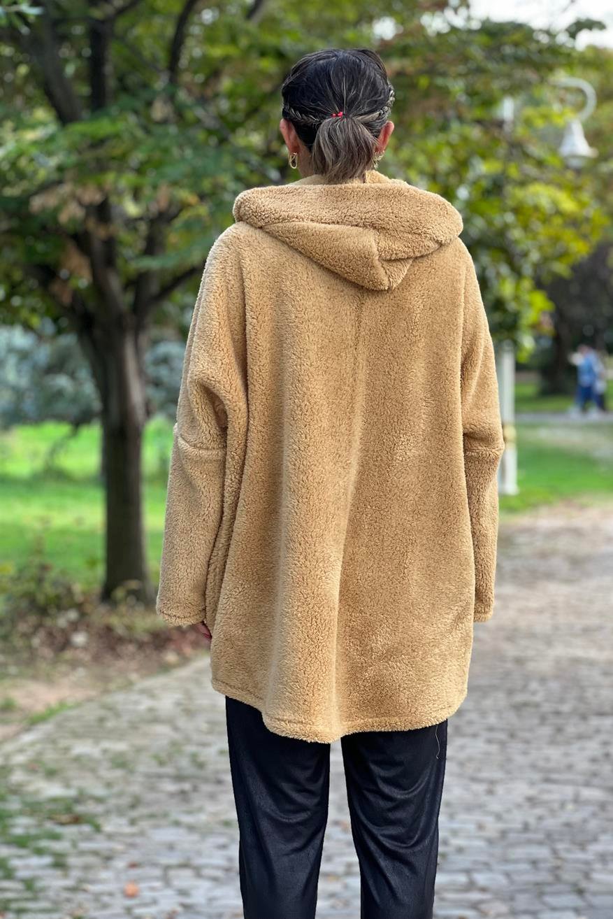 Bisküvi Renk Peluş Mont
