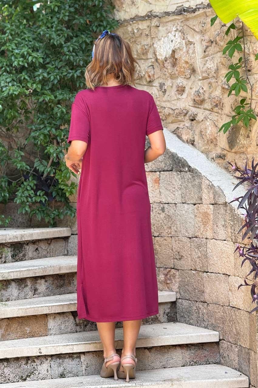 Bordo Modal Elbise