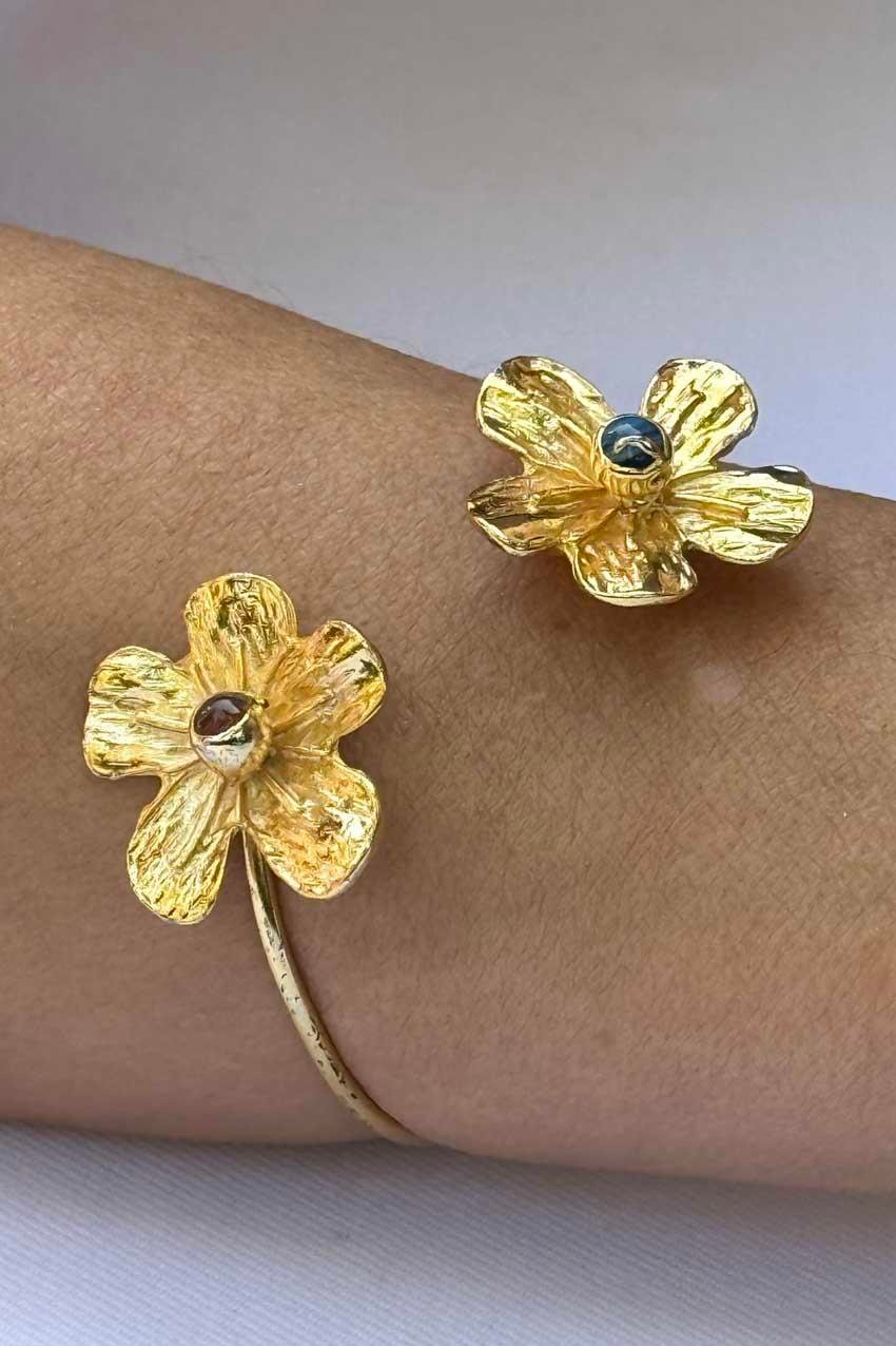 Çiçekli Gold Bileklik