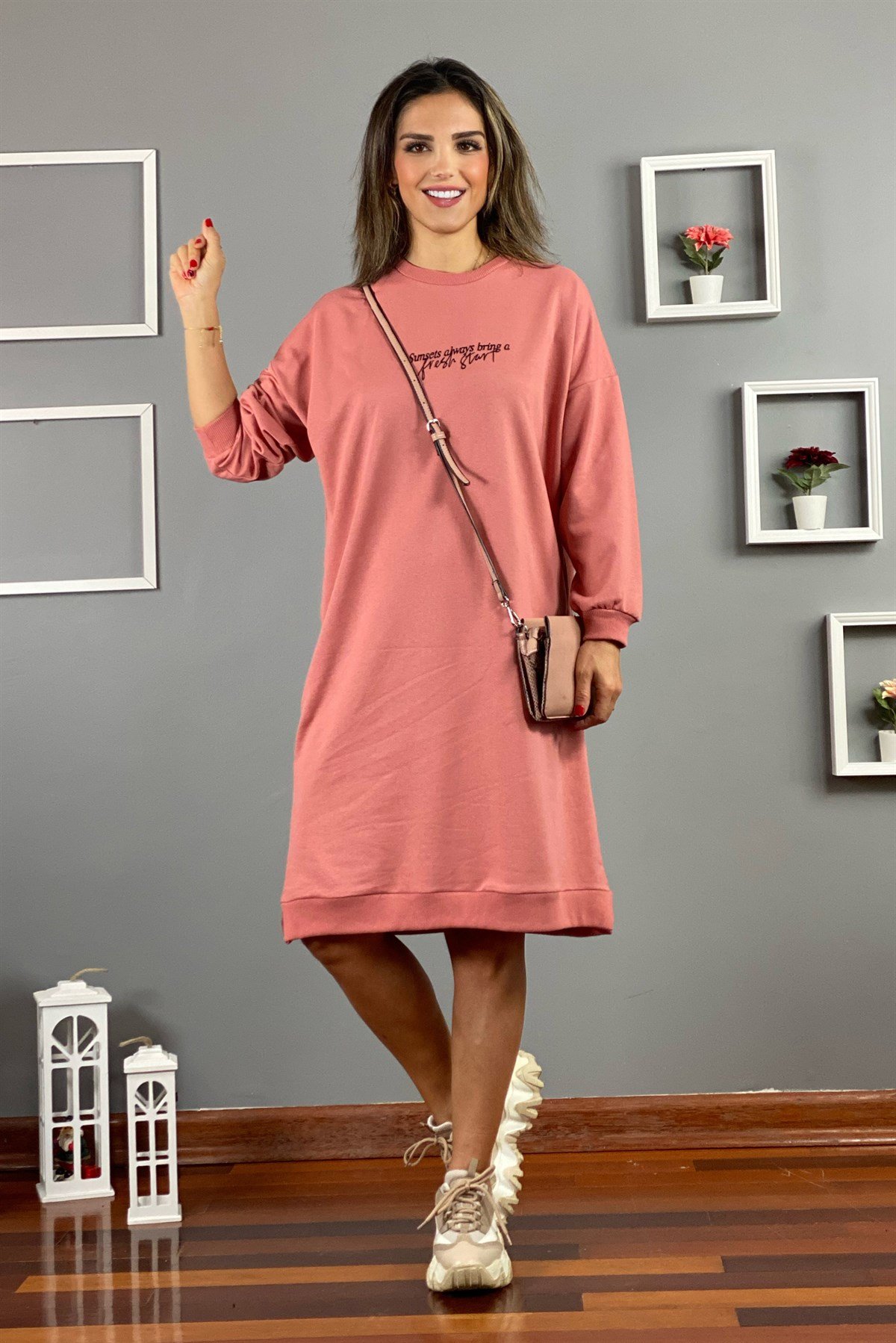 Pembe Sweat Elbise