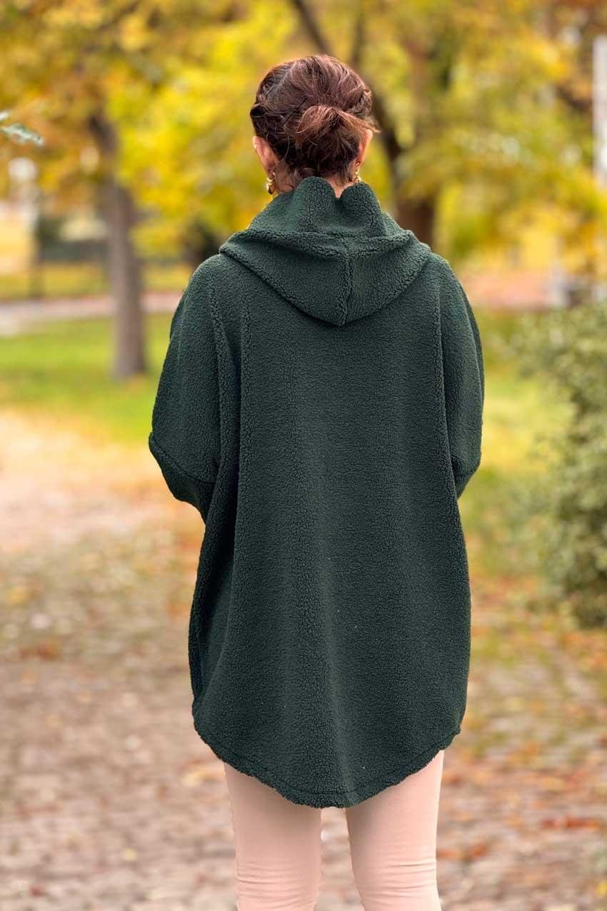 Zümrüt Yeşil Renk Peluş Mont