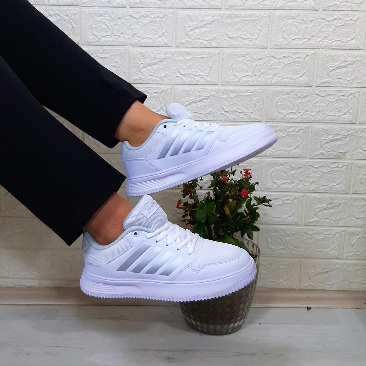 Bestof 074 Beyaz-beyaz Sneaker Düz Taban Hafif Rahat Spor Çift Ayakkabısı