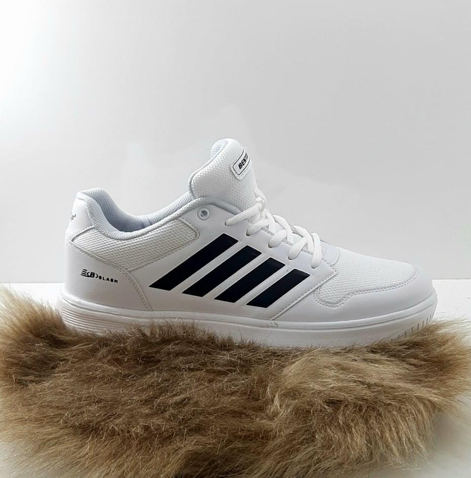 Bestof 074 Beyaz-Siyah Sneaker Düz Taban Hafif Rahat Spor Çift Ayakkabısı