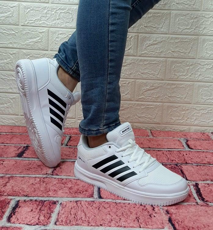 Bestof 074 Beyaz-Siyah Sneaker Düz Taban Hafif Rahat Spor Çift Ayakkabısı