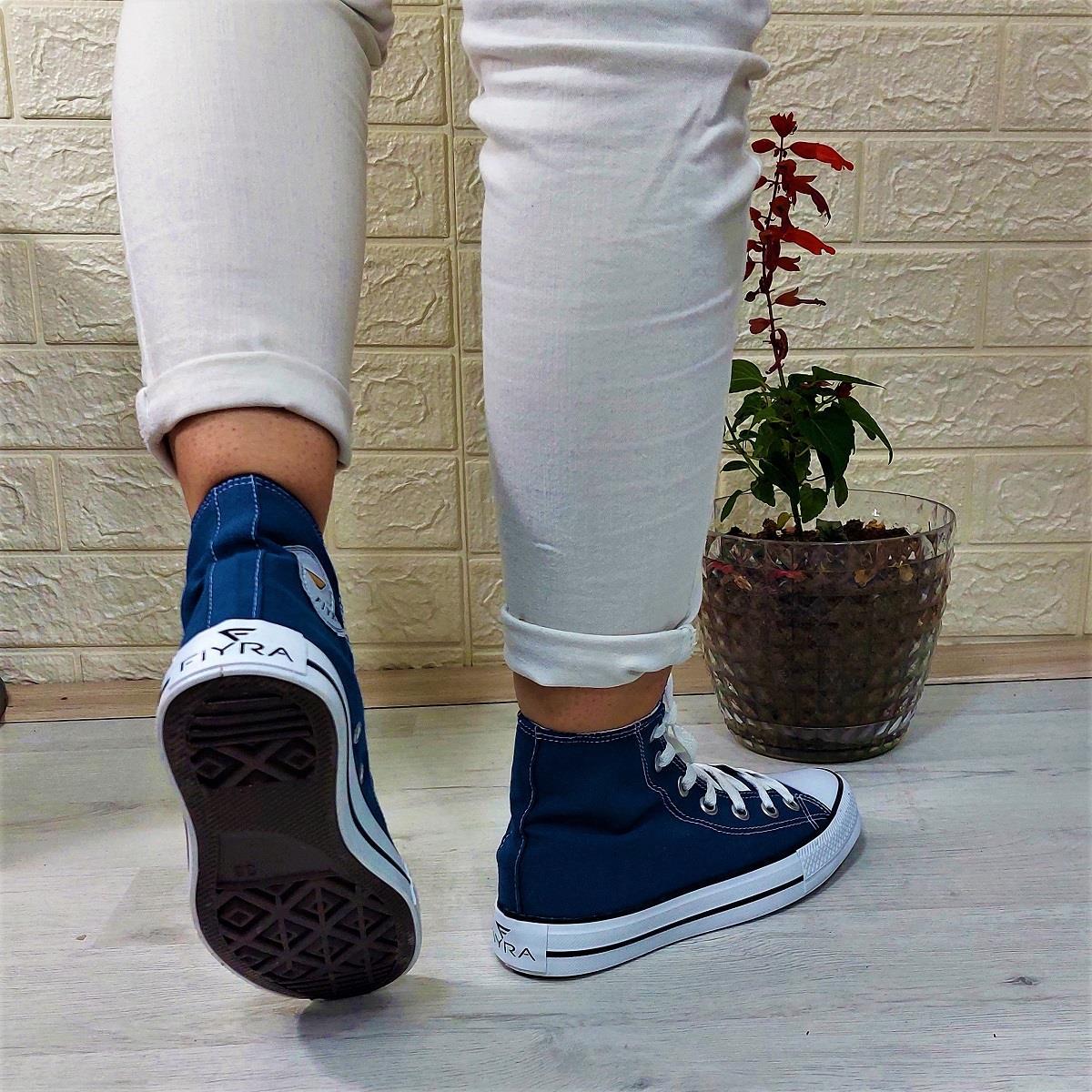 Fiyra 555 Kot Mavi Uzun Unisex Sneaker Keten Spor Ayakkabı
