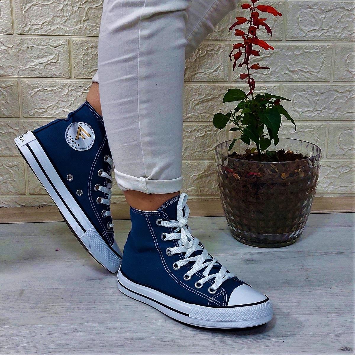 Fiyra 555 Kot Mavi Uzun Unisex Sneaker Keten Spor Ayakkabı