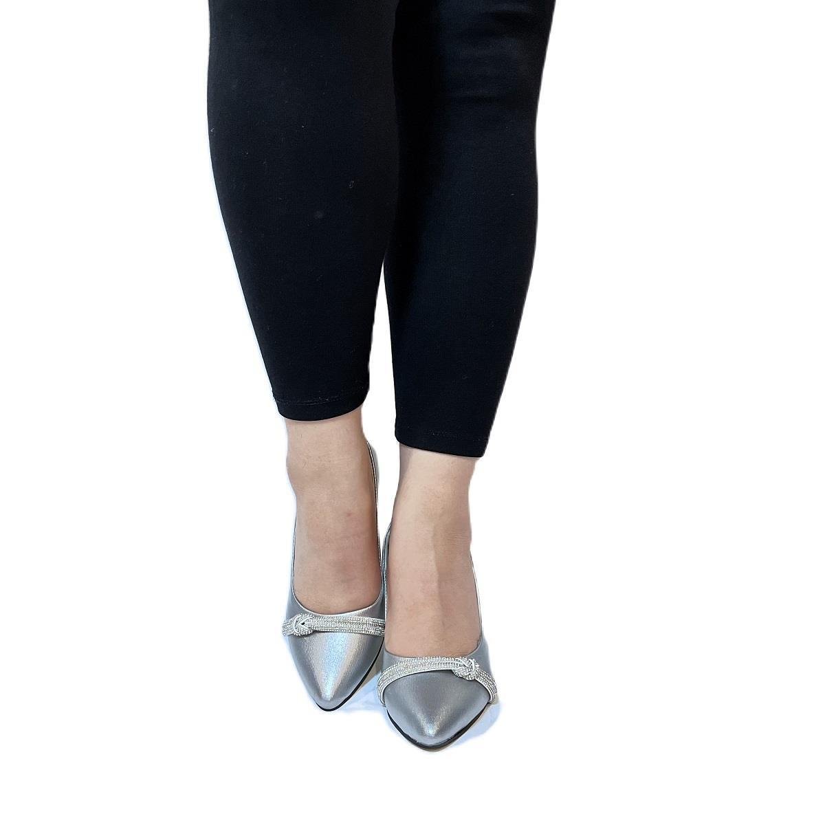 Fiyra 7051 nml Gümüş Taşlı Kadeh 7cm Topuklu Bayan Stiletto Ayakkabı