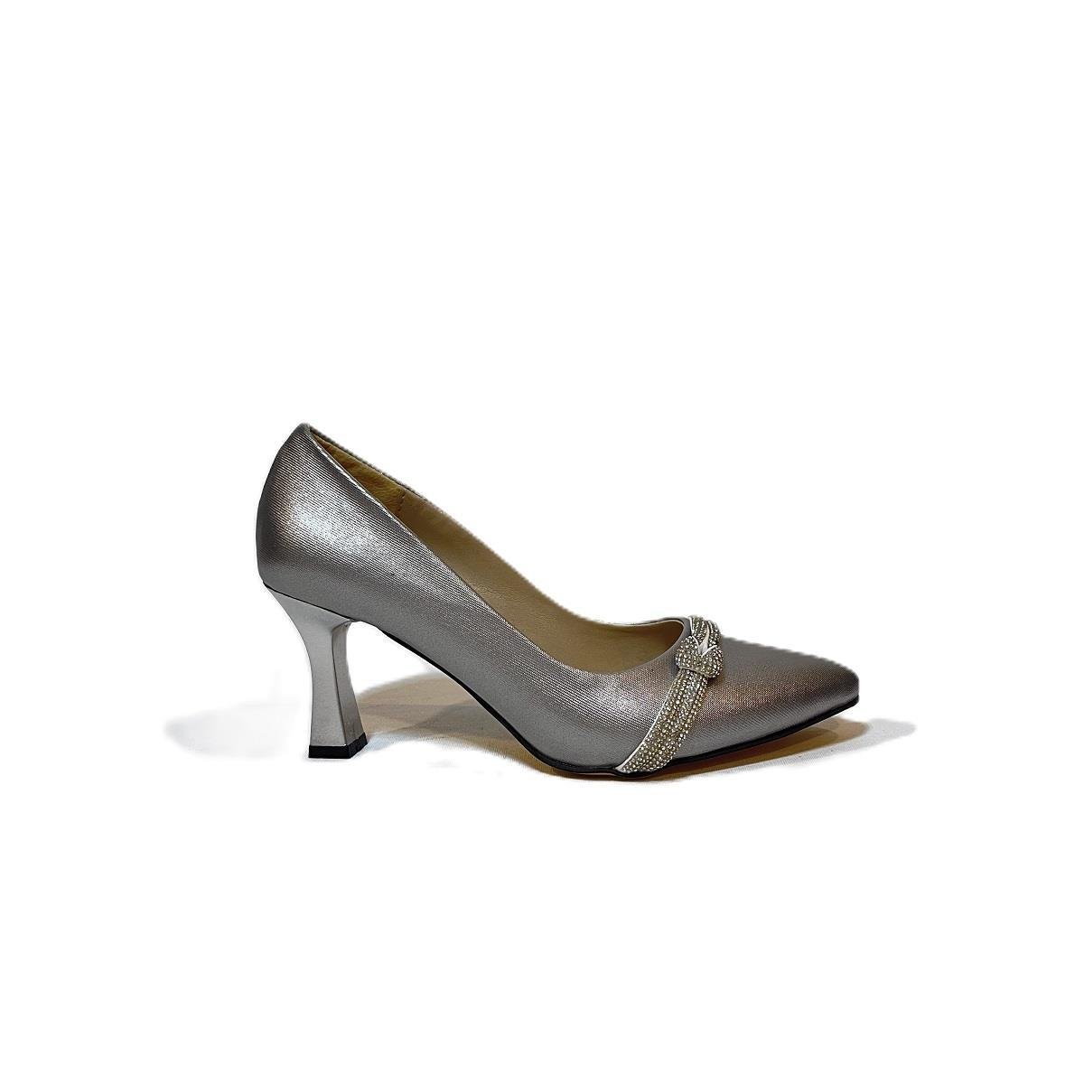 Fiyra 7051 nml Gümüş Taşlı Kadeh 7cm Topuklu Bayan Stiletto Ayakkabı