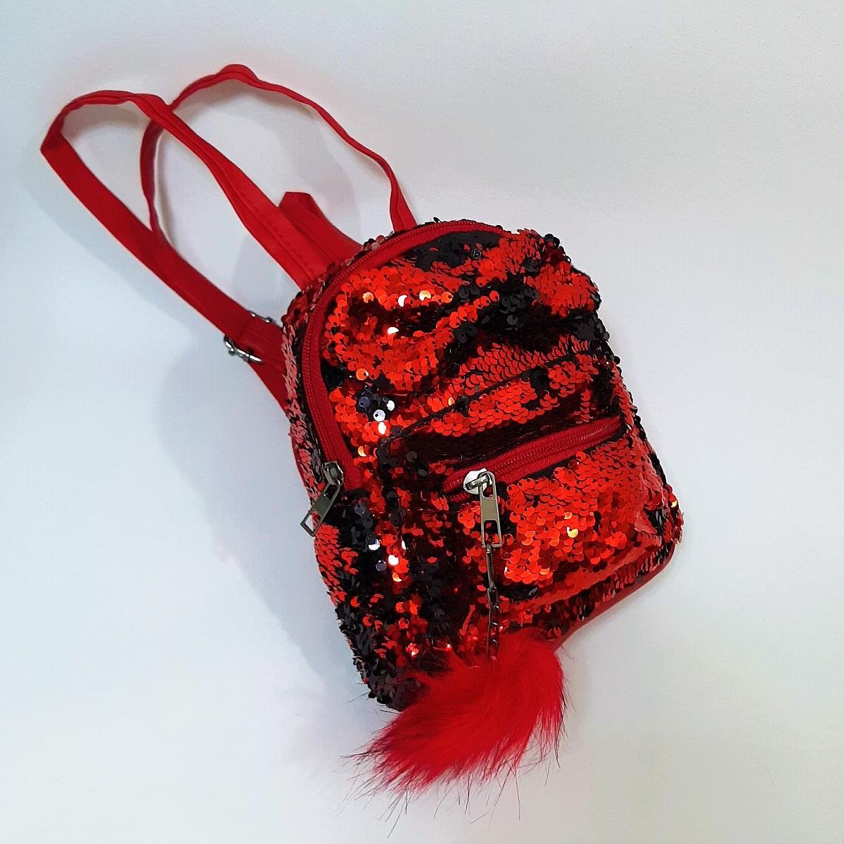 Fiyra crn Kırmızı Pullu Kız Çocuk Sırt Çantası (16cmx20cmx10cm)