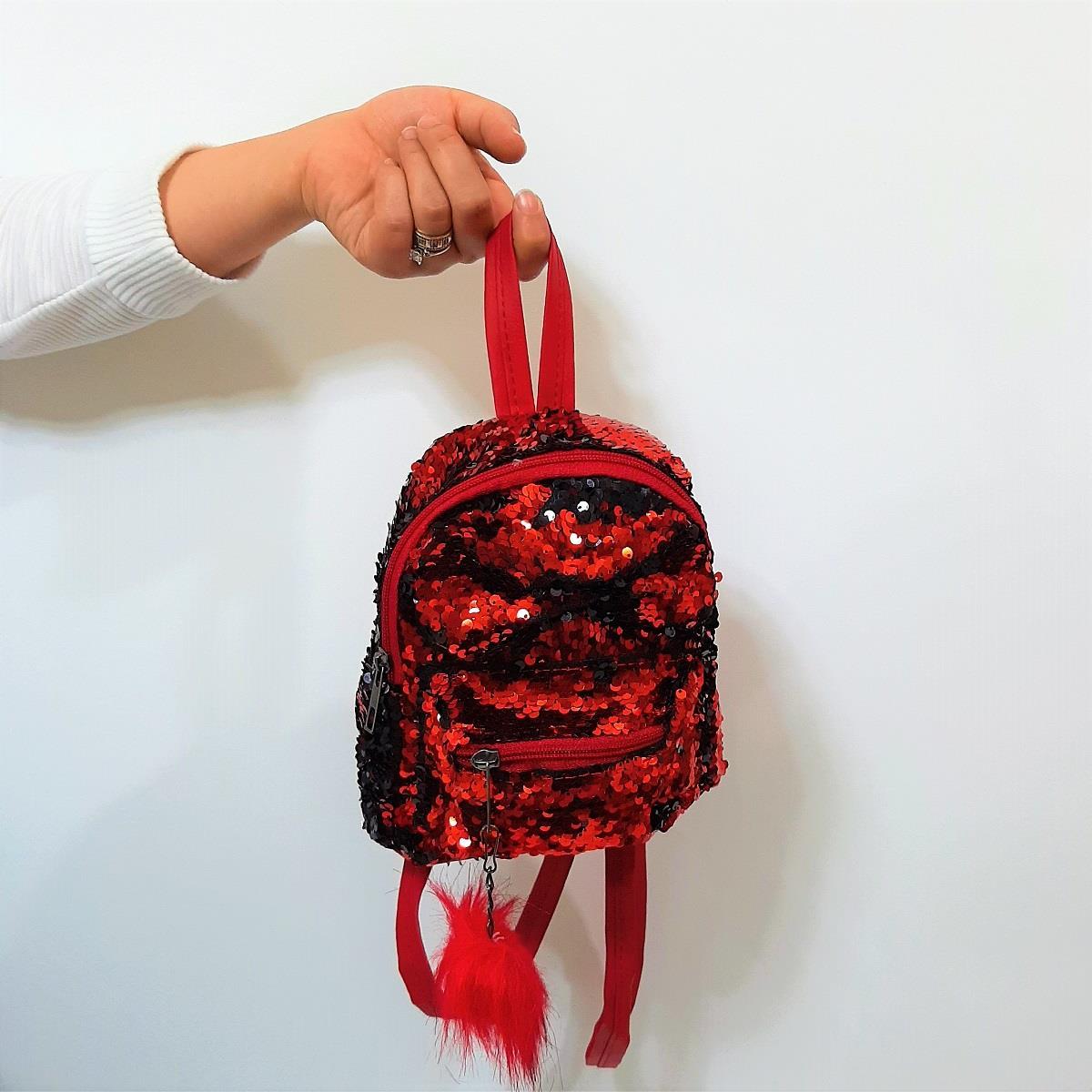 Fiyra crn Kırmızı Pullu Kız Çocuk Sırt Çantası (16cmx20cmx10cm)