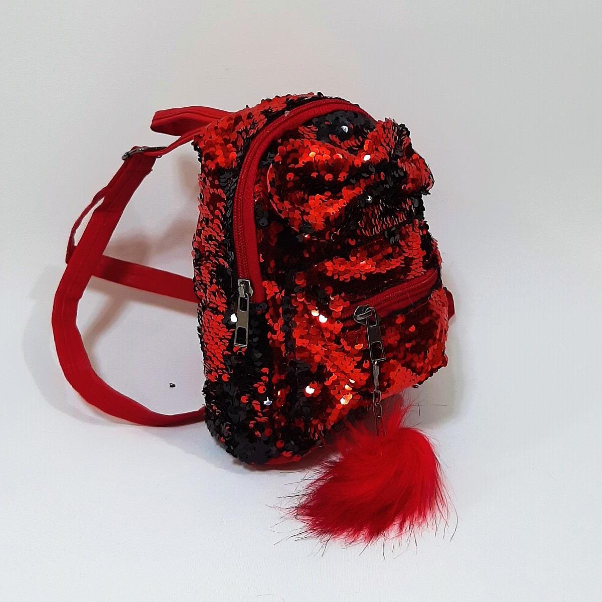 Fiyra crn Kırmızı Pullu Kız Çocuk Sırt Çantası (16cmx20cmx10cm)