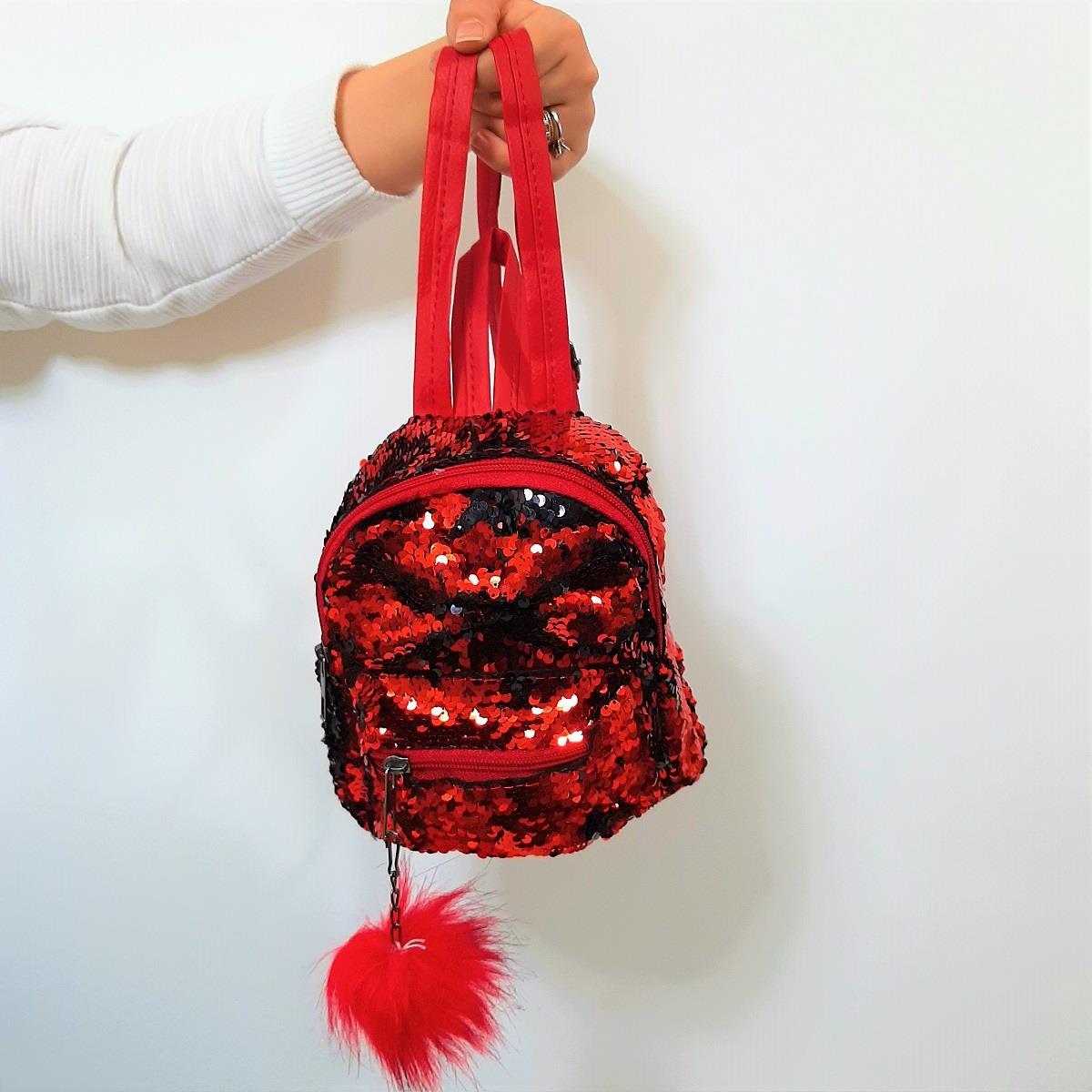 Fiyra crn Kırmızı Pullu Kız Çocuk Sırt Çantası (16cmx20cmx10cm)