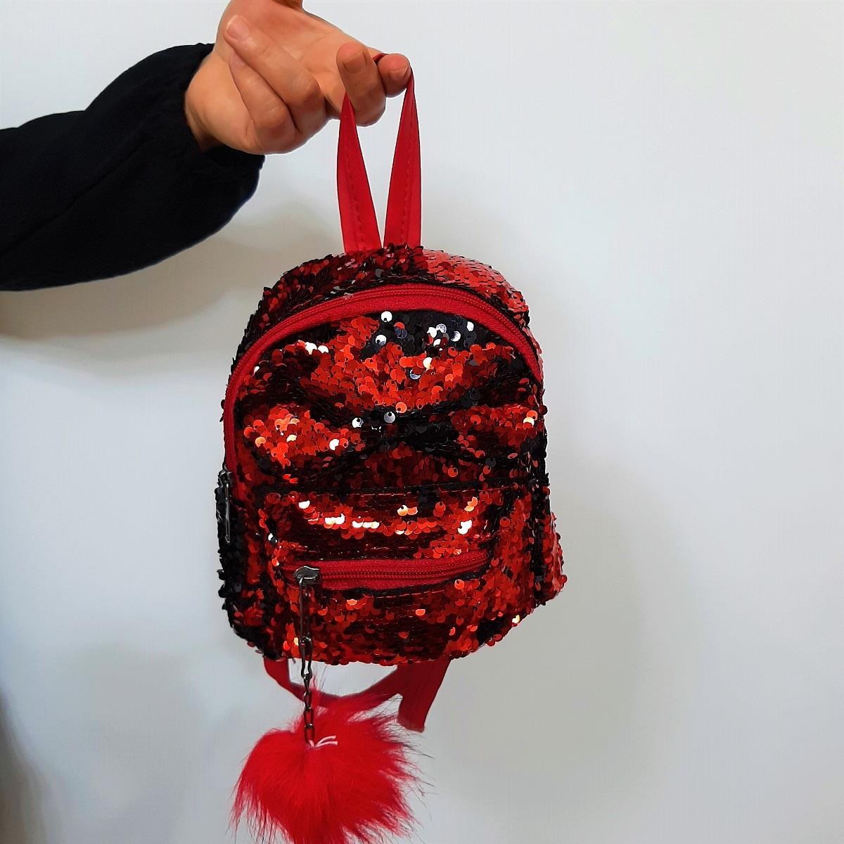 Fiyra crn Kırmızı Pullu Kız Çocuk Sırt Çantası (16cmx20cmx10cm)
