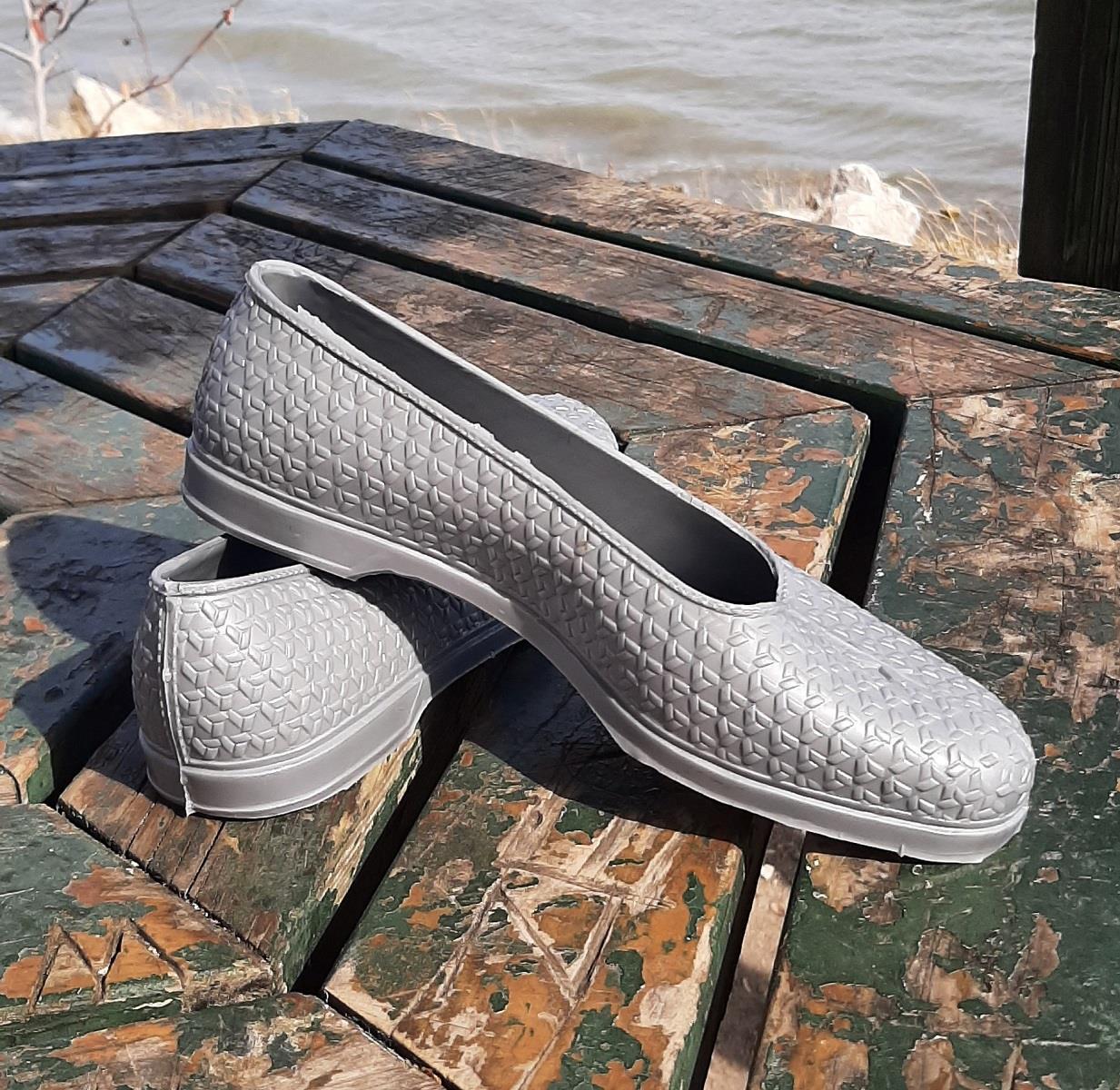 Makosen Gri Plastik Naylon Ayakkabı Düz Topuksuz