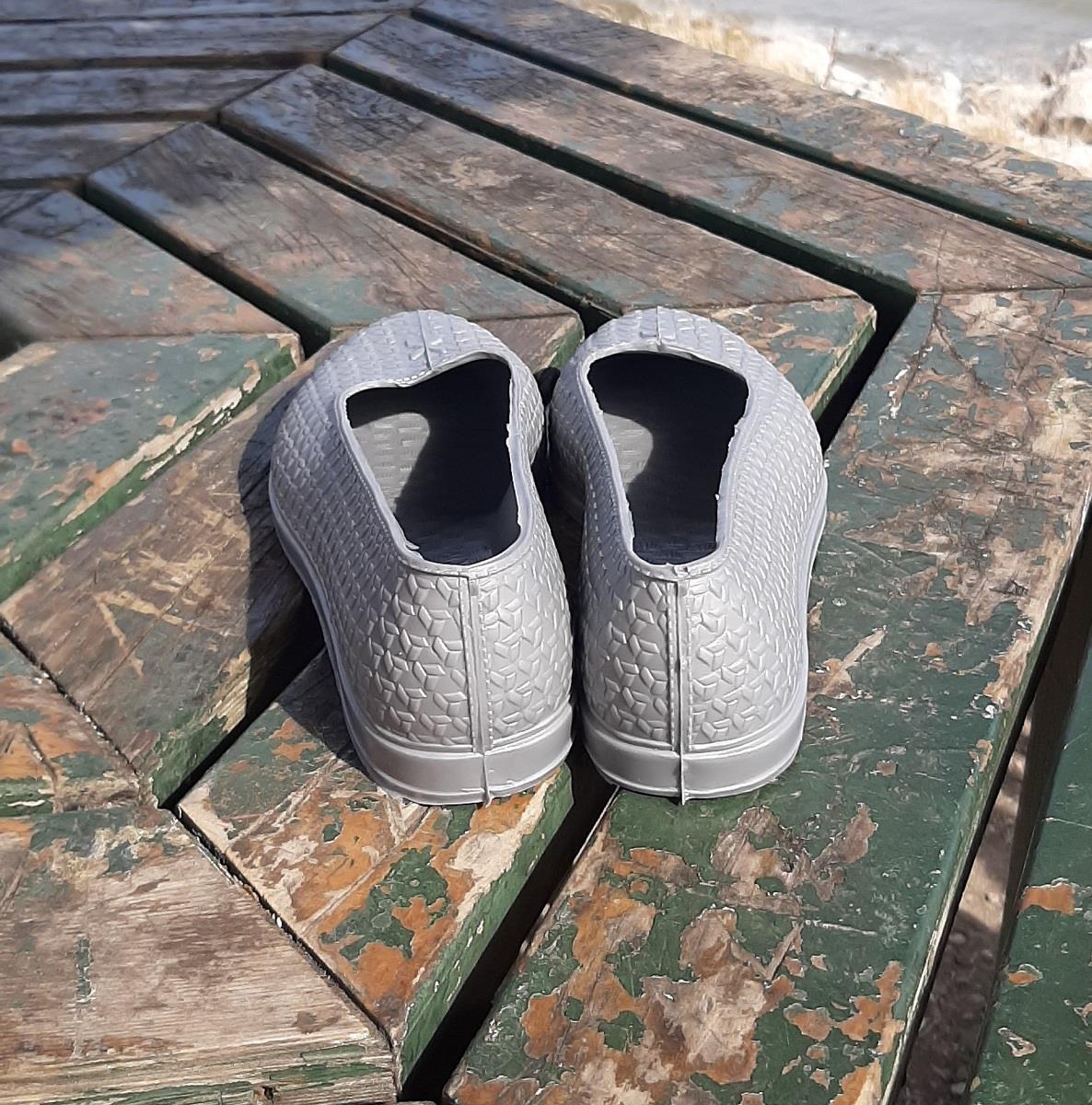 Makosen Gri Plastik Naylon Ayakkabı Düz Topuksuz