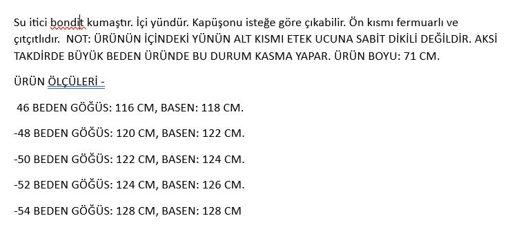 Kadın Lacivert Fermuar Detay Su Itici Bondit Kumaş Büyük Beden Mont