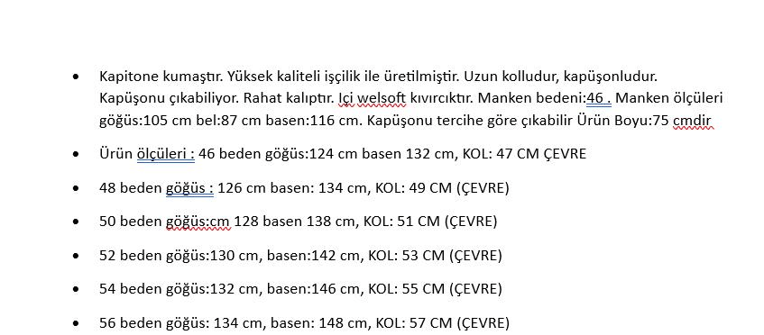 Kadın Uzun Haki Kapitone İçi Yün Büyük Beden Mont