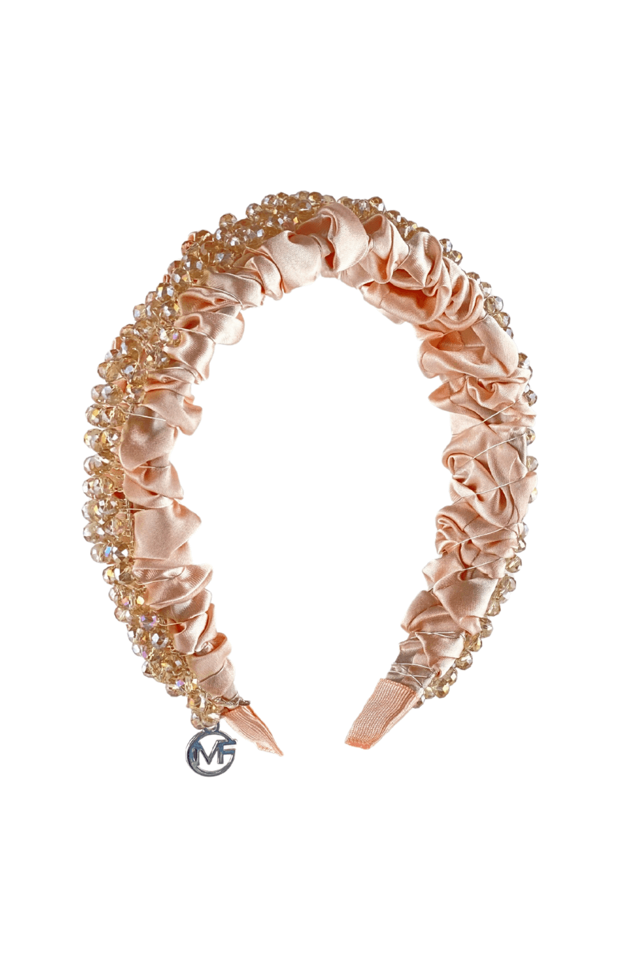 Gold Crystal Bridal Headband Salmon