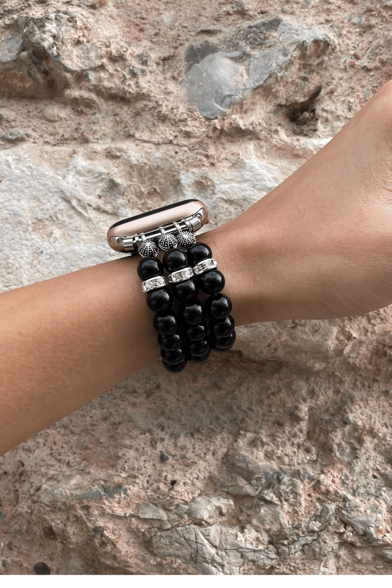 Apple Watch Taşlı Kordon - Siyah
