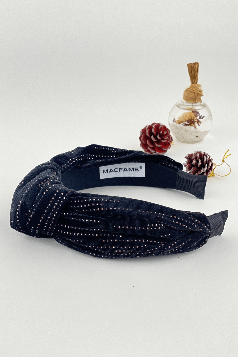 Black Velvet Headband with Copper Stone Emblishment