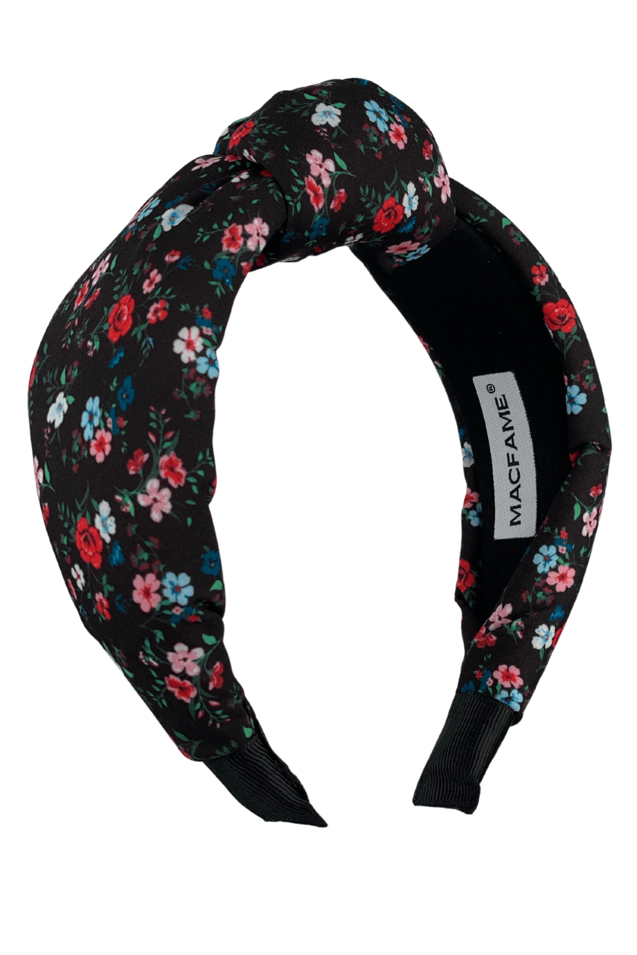 Floral Print Women Headband Black