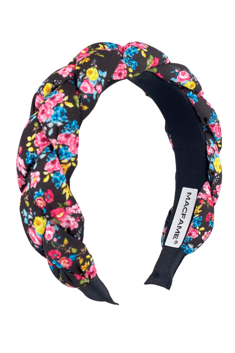 Floral Print Braided Headband Pink
