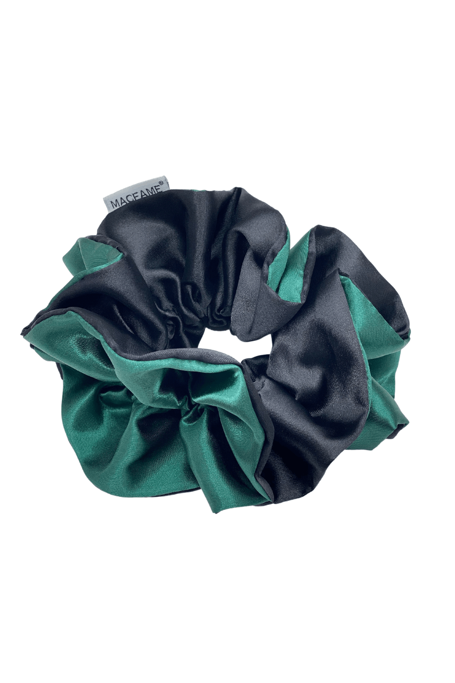 Ruffle Oversized Satin Scrunchie Green