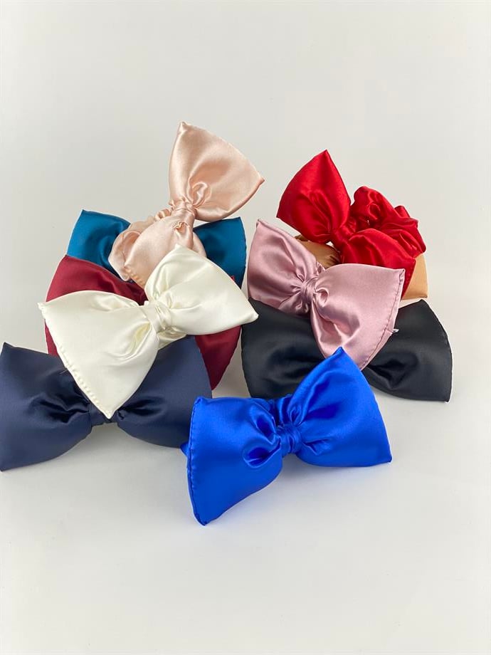 Big Bow Satin Scrunchie Burgundy