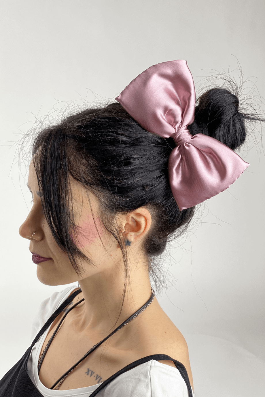 Fiyonklu Lila Saten Scrunchie Toka
