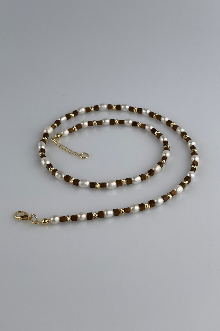 Freshwater Pearl Necklace For Men | Gold Hematite