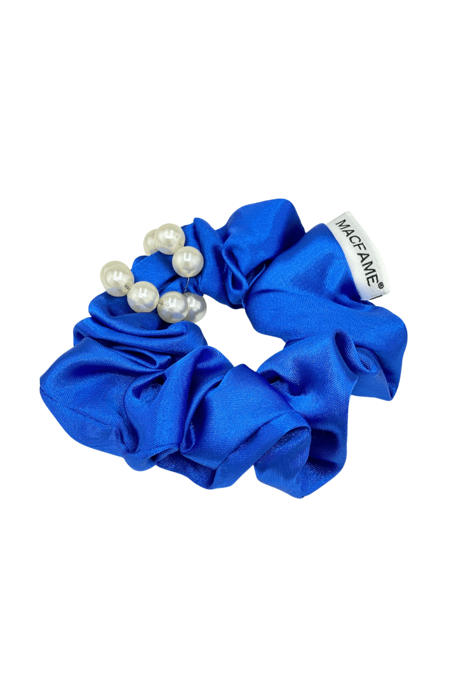 Pearl Satin Scrunchie Royal Blue