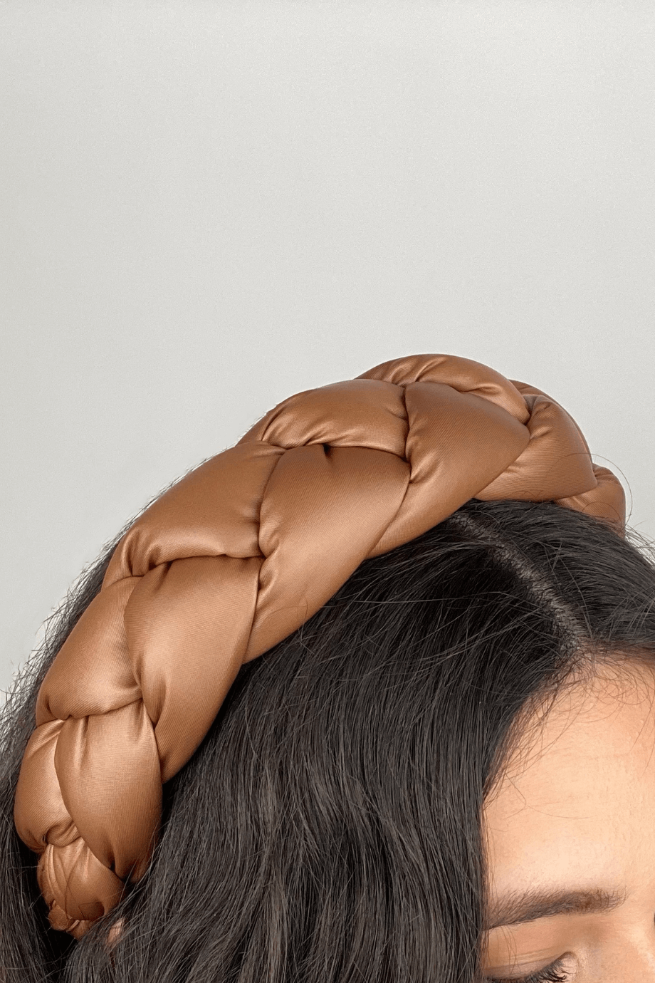 Brown Leather Braided Headband