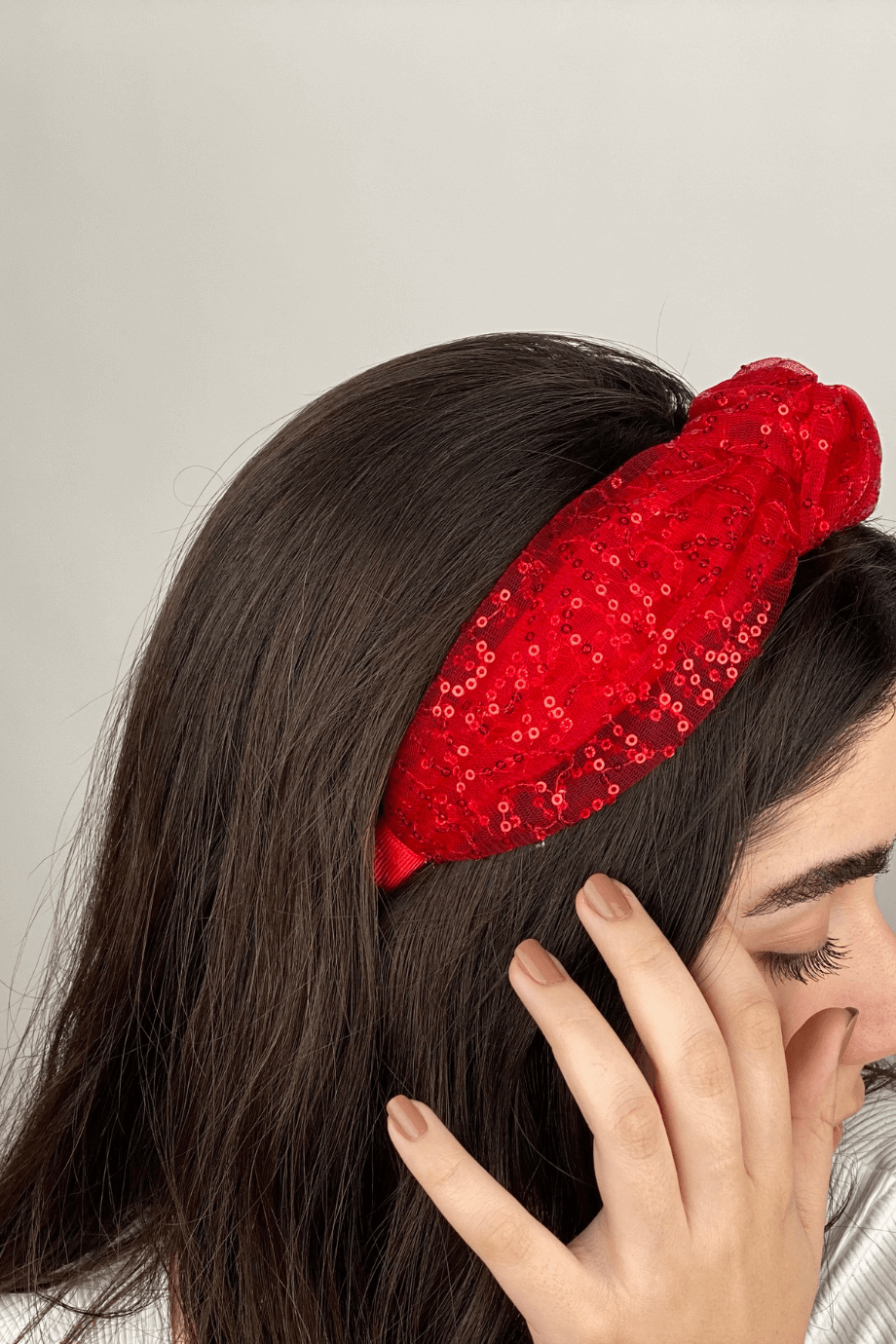 Red Sequin Tulle Headband