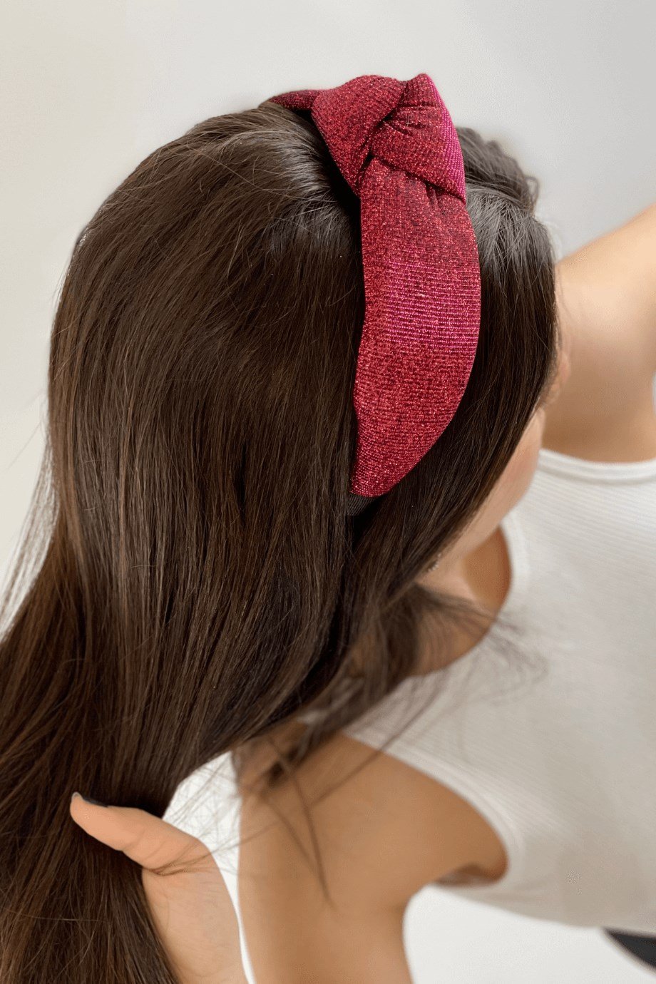 Macfame Multi Glitter Sponge Knotted Crown Claret Red