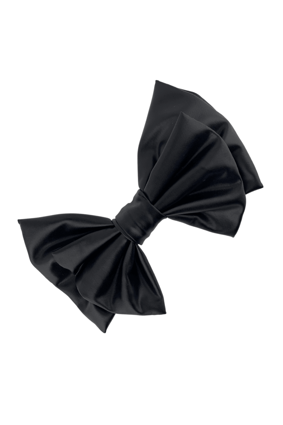 Black Leather Layered Bow Hair Clip