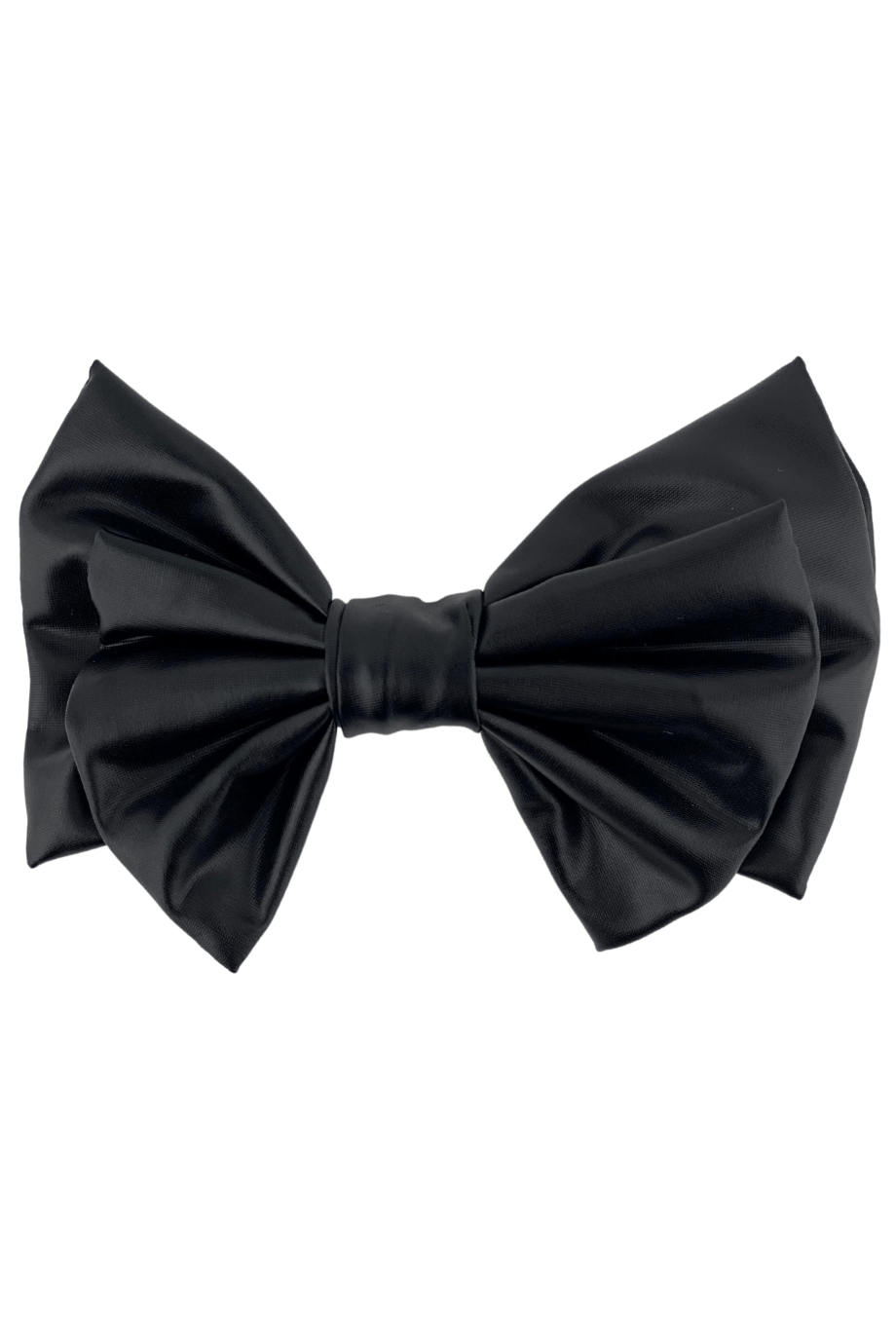 Black Leather Layered Bow Hair Clip
